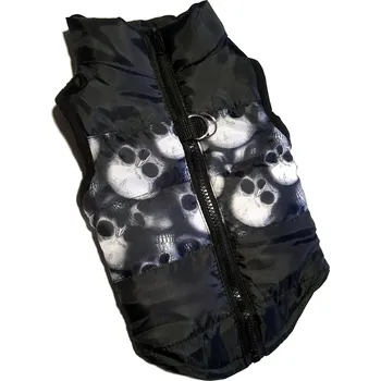Obleček pro psa VESTA PRO PSA KOČKU OBLEČEK ČERNÁ S LEBKAMI M