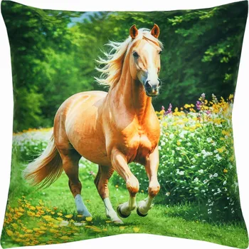 Povlak na dekorativní polštářek Povlak na polštář 40x40 Kůň v cvalu Povlak na polštář s koněm