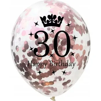 Balónek LATEXOVÉ BALÓNKY S KONFETAMI Z RŮŽOVÉHO ZLATA K 30. NAROZENINÁM 100 KS