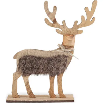 Vánoční dekorace Dřevěný jelen výška 30 cm Varianta: 1 přírodní stř., Balení: 1 ks