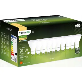 Žárovka 10x LED žárovka GU10 Reflektor 10W = 90W 900lm 3000K Teplá bílá 120° LUMILED