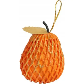 Vánoční ozdoba Oranžová vánoční ozdoba ve tvaru hrušky 8 cm - DEKORACE