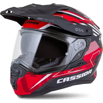 Helma na motorku Enduro helma Cassida Road Runner TechniX červeno-černo-bílo-šedá XL