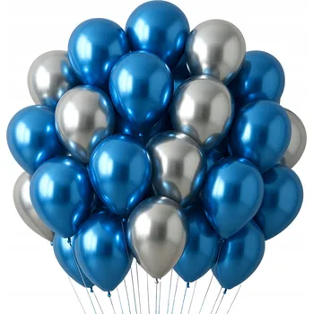 Balónek BALÓNKY STŘÍBRNO-MODRÉ CHROMOVANÉ SADA BALÓNKŮ NA PÁRTY 100 KS