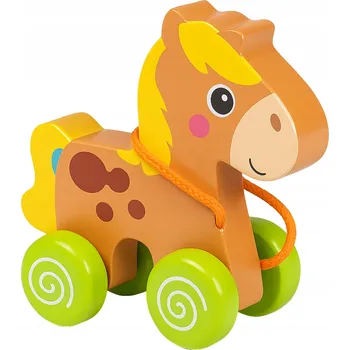 Dřevěná hračka SMILY PLAY Dřevěný koník na tahání pro děti +18 měsíců