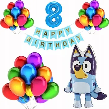 Balónek SADA BALÓNKŮ K 8. NAROZENINÁM BLUEY, 28 KUSŮ