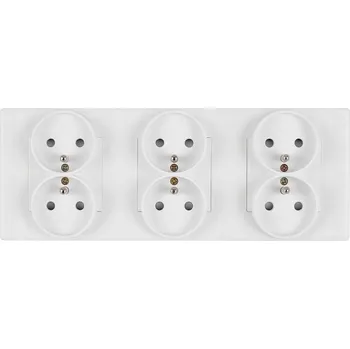 Elektrická zásuvka KONTAKT ZÁSUVKA ELEKTRICKÁ PLASTOVÝ RÁMEČEK MATNÝ FI60 TROJITÝ 3x2 BÍLÝ
