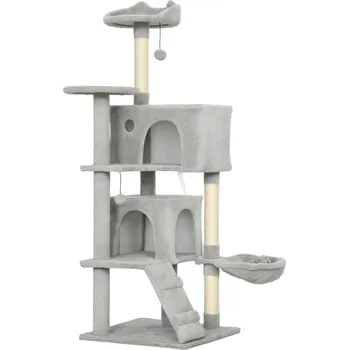 Škrabadlo se sisalovými sloupky, 140 cm | světle šedé