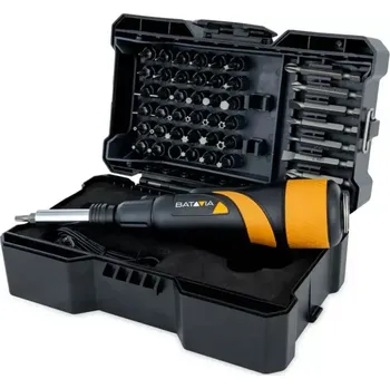 Sada zahradního nářadí Aku bezdrátový šroubovák s vestavěnou baterií, 3.6V, 2,1 Nm, LED světlo, dobíjení pomocí USB, 44ks příslušenství, MAXXGRIP BATAVIA 7064741 (BATAVIA)