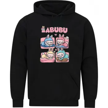 Pánská mikina Pánská mikina Spící Labubu (Velikost: 5XL, Barva: Černá)