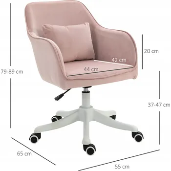 Kancelářská židle Velurová Růžová + Masážní Přístroj 89x55x65 cm Ergonomická Bílá