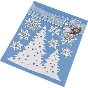 Vánoční dekorace Vánoční samolepky plastické 3D, barva 4 bílá stromeček