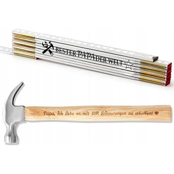 Kladivo Kladivo s vytahovačem hřebíků, Skládací metr, Dárková sada nápis v němčině