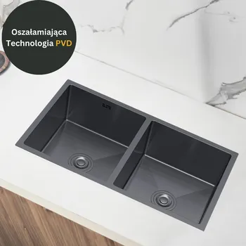 Granitový dřez Dvoukomorový dřez VELAZO. ocel šedý