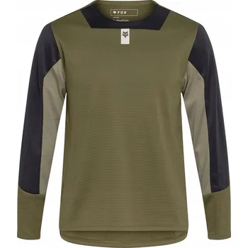 Cyklistické oblečení CYKLISTICKÝ DRES S DLOUHÝM RUKÁVEM FOX JUNIOR DEFEND OLIVE GREEN (YS)
