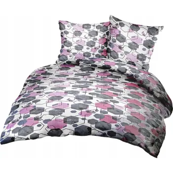 Povlečení Krepové povlečení 160x200 šedá růžová, bílá geometrie
