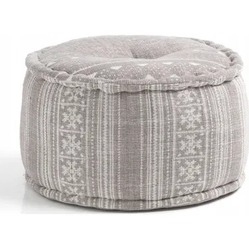 Taburet Taburet ORESTE LUCHETTA kulatý šedý ruční výroba bavlněný 50 cm