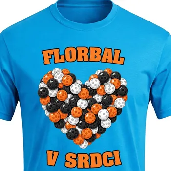 Tričko Florbal v srdci - velikost L, Barva Tyrkysová