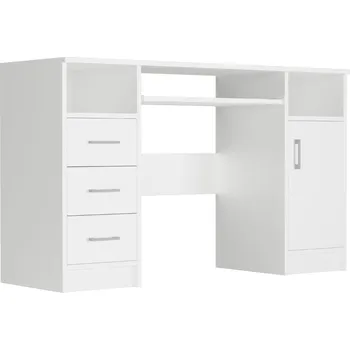 Psací stůl Framire bílý 120 x 50 x 73 cm, 3 zásuvky, s výsuvnou deskou na klávesnici