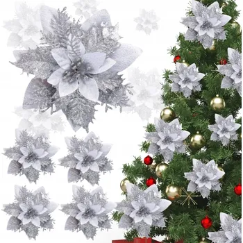 Vánoční dekorace VÁNOČNÍ HVĚZDA NA VÁNOČNÍ STROMČEK, DEKORACE VÁNOČNÍ HVĚZDA 6 KS