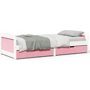 Ložnice Jednolůžková postel imitace dřeva VidaXL 90x200 cm bílá, odstíny růžové