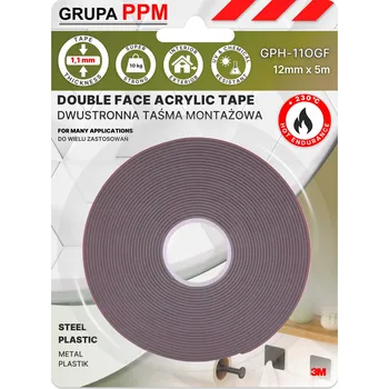 Lepicí páska PPM 3M GPH-110 VHB AKRYLOVÁ MONTÁŽNÍ PÁSKA 1,1MM MNOHOSTRANNÉ POUŽITÍ 12MMX5M