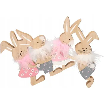 Obraz DŘEVĚNÍ ZAJÍČCI VELIKONOČNÍ FIGURKY ZAJÍCI ZAJÍČEK OZDOBY DEKORACE