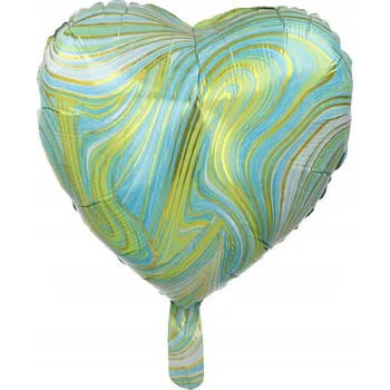 Balónek BALÓNEK 18" SRDCE METALICKÉ MARBLE ZELENÉ