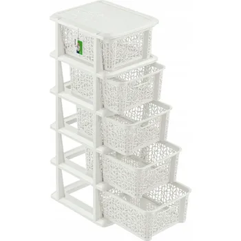 Komoda REGÁL SKŘÍŇKA KOMODA 5 ZÁSUVEK DO KOUPELNY BÍLÝ