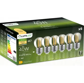 Žárovka 6x LED žárovka E27 Kulička P45 4W = 40W 470lm 3000K Teplá bílá 360° LUMILED