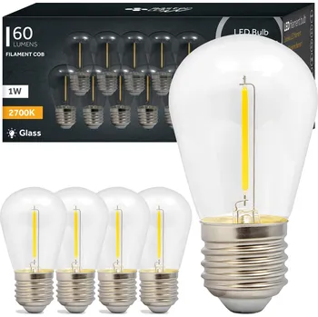 Žárovka 5x LED žárovka E27 ST14 FILAMENT 1W 2700K teplá bílá Edison pro girlandy