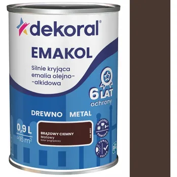 Vrták Dekoral Email na dřevo a kov EMAKOL STRONG tmavě hnědá matná 0,9L
