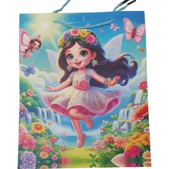 Papírová taška 32x26x10 cm široké dno mix dětských vzorů A4