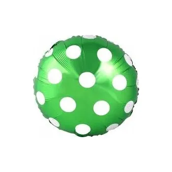 Balónek BALÓNEK 18" ZELENÝ S VELKÝMI PUNTÍKY