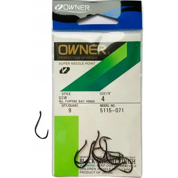 Rybářský háček Háčky na zem Owner Super Needle Point 5115 s protihrotem, 9 ks