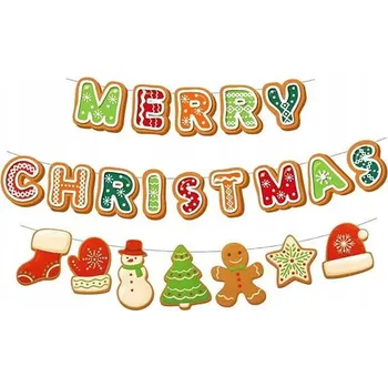Vánoční dekorace VÁNOČNÍ BANNER PERNÍKOVÝ PERNÍK VÁNOCE 2M SNĚHULÁK