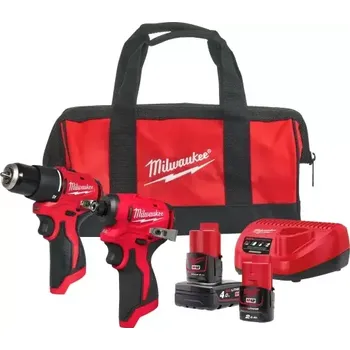 Aku sada Milwaukee M12 BLPP2B-422B, M12 BLPDRC-0 + M12 BLIDRC-0 + M12 B2 + M12 B4 + C12 C + taška, 4933500425