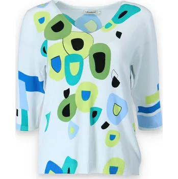 Dámský svetr Svetřík vzorovaný s 3/4 rukávem BS24011 Damod barva: zelená, velikost: M