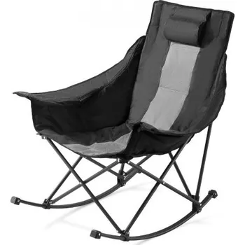 Vyhřívaná kempingová židle VEVOR, 3 nastavení vyhřívání, velká polstrovaná skládací houpací křesla, odolná venkovní zahradní židle s kapsou a držákem na nápoje, nosnost 100 kg, přenosná vyhřívaná židle pro sportovní a zimní použití