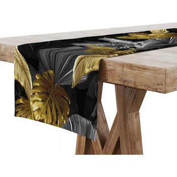 Obraz Běžec na stůl černý, odstíny šedé, zlatý 180 x 40 cm