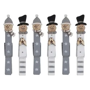 Vánoce Sněhuláci na kolíčku 8,5 cm, 6 ks šedí