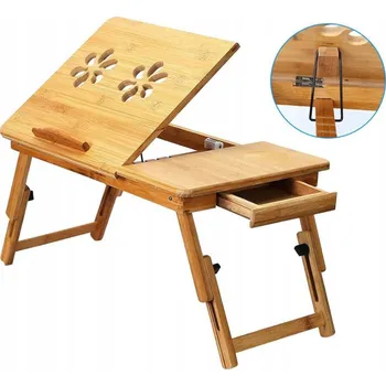 SKLÁDACÍ STOLEK POD NOTEBOOK DO POSTELE BAMBUSOVÝ NASTAVITELNÝ MOBILNÍ SNÍDAŇOVÝ