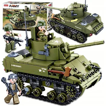 ostatní stavebnice Stavebnice Tank AMERICKÝ M3/M5 Stuart Bojový ARMÁDA Vojsko 2 FIGURKY 344 Dílků