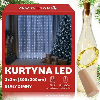 Vánoční dekorace SVĚTELNÝ ZÁVĚS GIRLANDA SVĚTÝLKA BÍLÁ STUDENÁ 3x3 metry 300 LED +