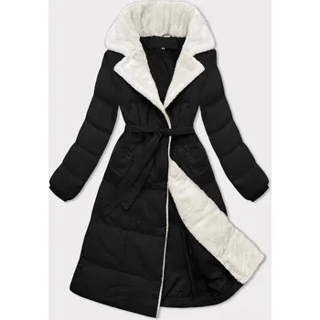 Černý dámský zimní kabát s kožešinovým límcem J Style (16M9168-392) odstíny černé M (38)