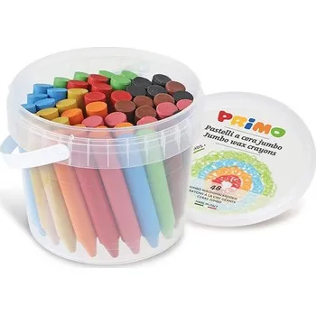 Kresba Voskové pastelky PRIMO JUMBO,13 × 85 mm, 48 ks, kyblík
