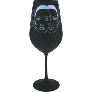 Sklenice Černá číše na víno znamení Blíženec 0,55 l (Skleněná číše se znamením zvěrokruhu)
