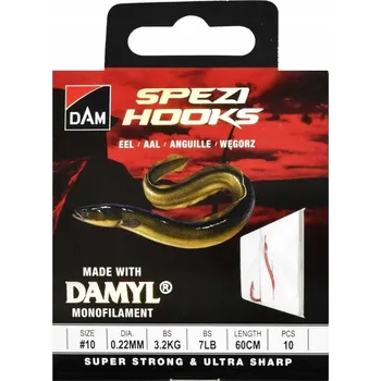 Rybářský háček Háčky na zem, plovákové háčky, s návazcem, s protihrotem Dam Spezi Eel 10 ks
