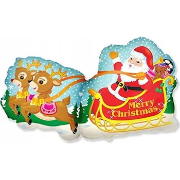Balónek Fóliový balónek Mikuláš v saních Vánoce svátky