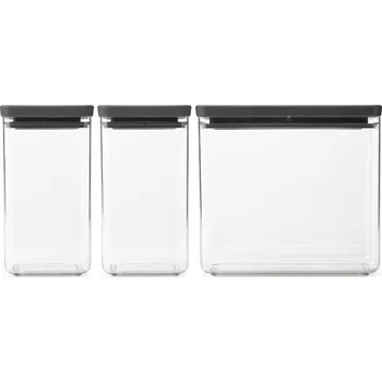 Dóza na potraviny BRABANTIA - Sada obdélníkových dóz - 2x 1,6 l + 1x 3,5 l